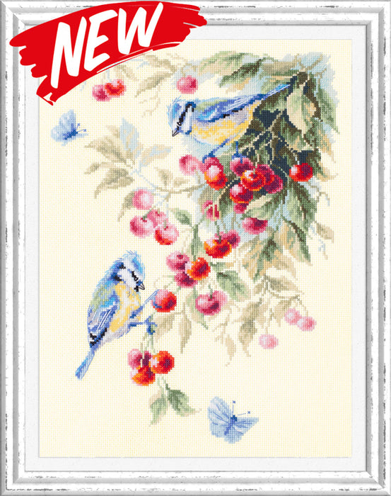 Blue Tits and Cherry 130-021 Counted Cross-Stitch Kit