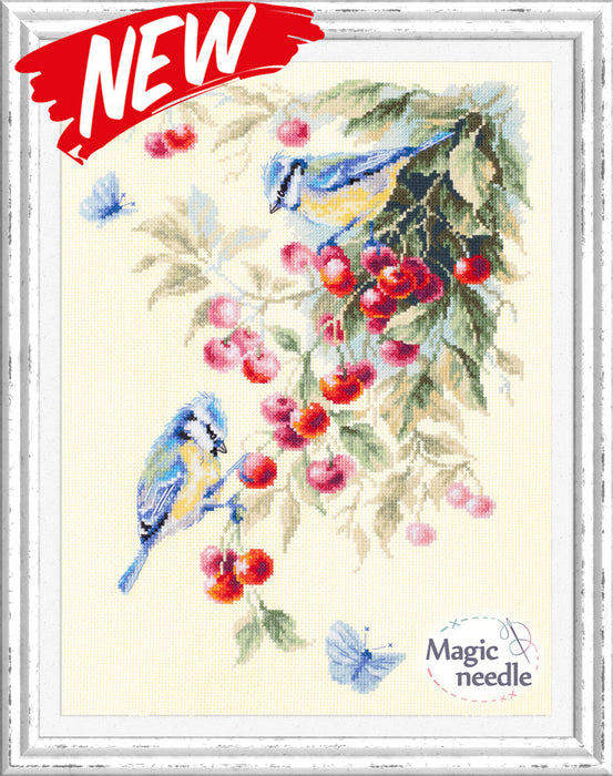 Blue Tits and Cherry 130-021 Counted Cross-Stitch Kit