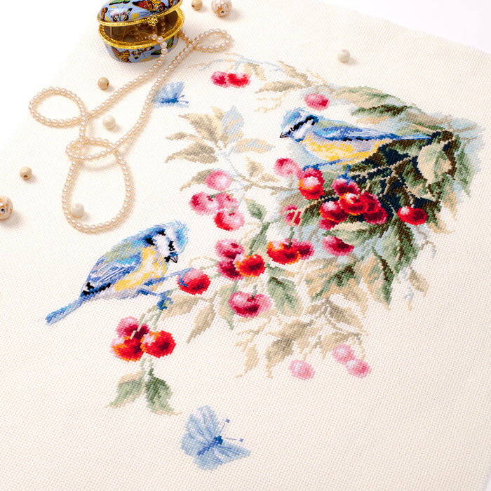 Blue Tits and Cherry 130-021 Counted Cross-Stitch Kit