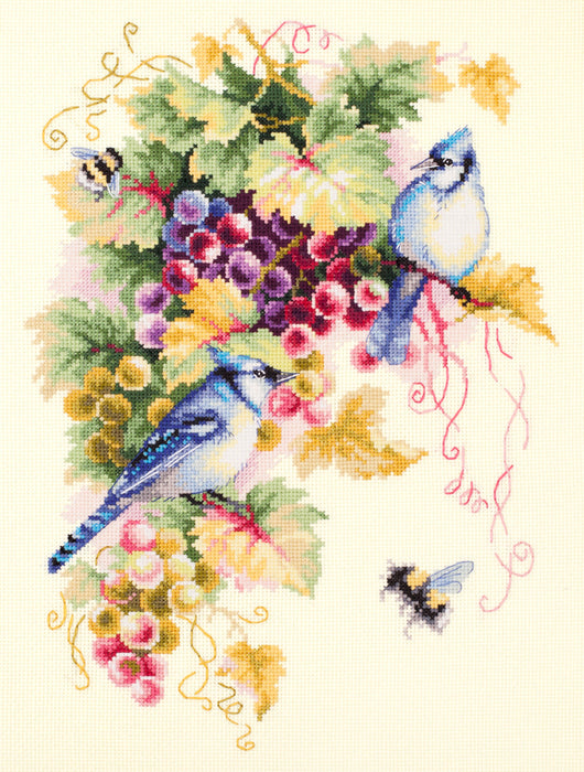 Blue Jay and Grapes 130-022 Counted Cross-Stitch Kit