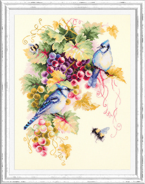 Blue Jay and Grapes 130-022 Counted Cross-Stitch Kit