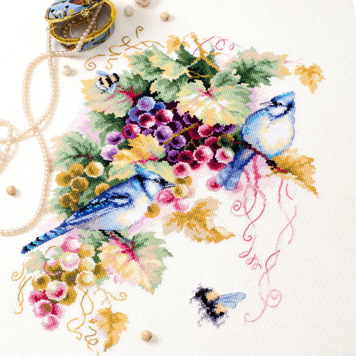 Blue Jay and Grapes 130-022 Counted Cross-Stitch Kit