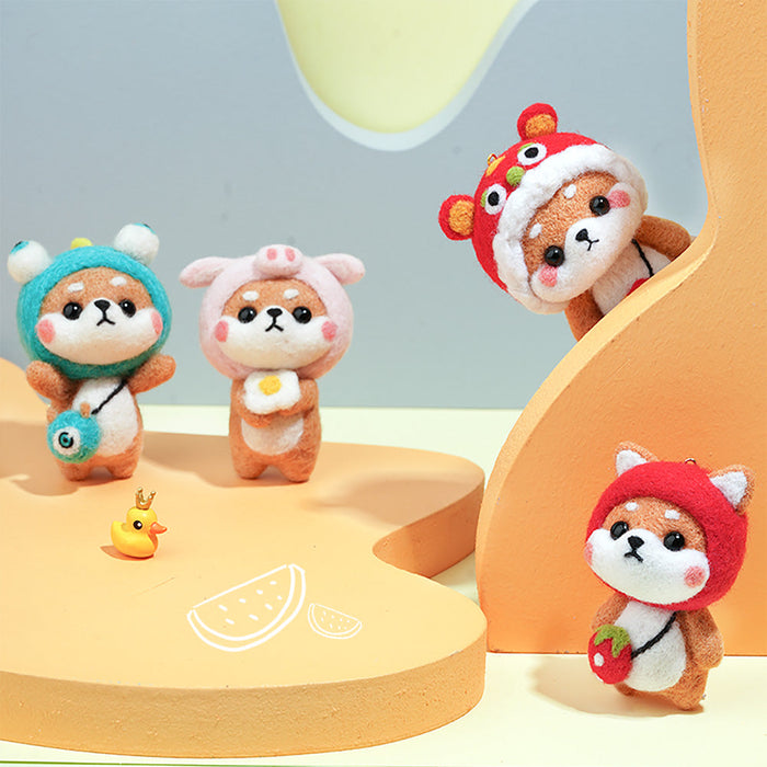 Puppy in Monster Costume Needle Felting Kit. Wizardi DIY Wool Craft Kit F07N8-W7