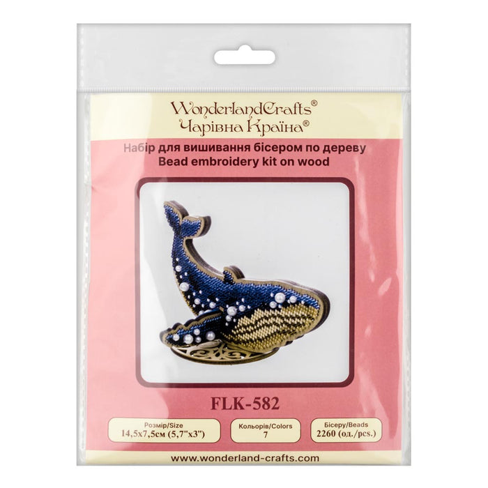 Wooden Bead Embroidery Kit Blue Whale FLK-582