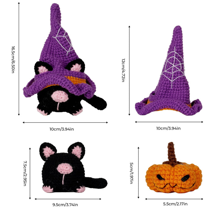 Halloween Cat Gnomes Amigurumi DIY Crochet Kit Wizardi F07N8-M210