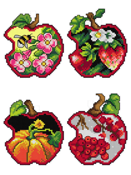 Apples - four seasons 168CS  Counted cross stitch kit with plastic canvas