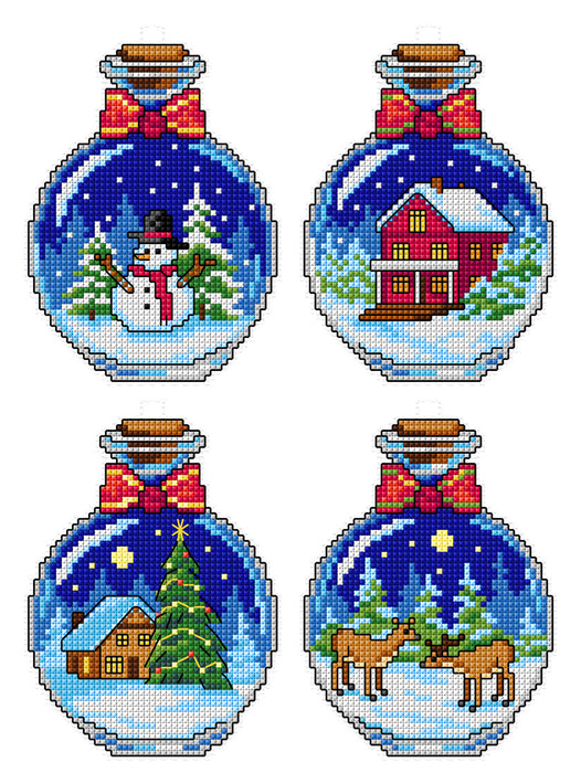 Christmans Bottles 179CS  Counted cross stitch kit with plastic canvas