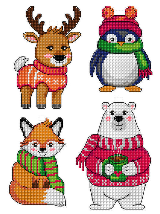 Pets in Sweaters 185CS  Counted cross stitch kit with plastic canvas