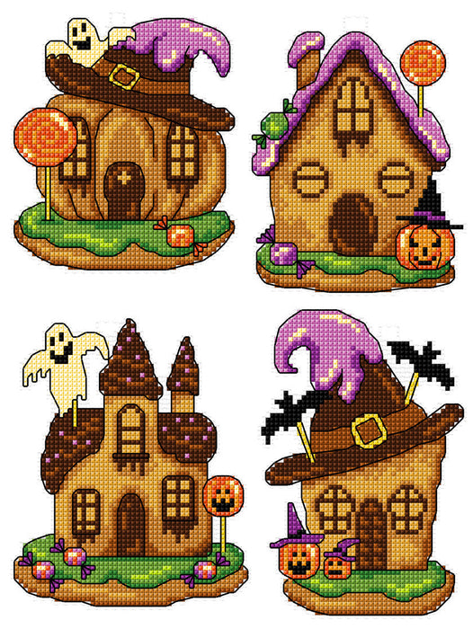 Halloween Houses 192CS  Counted cross stitch kit with plastic canvas