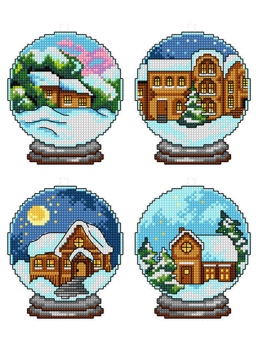 Winter Houses in Balls 196CS Counted cross stitch kit with plastic canvas