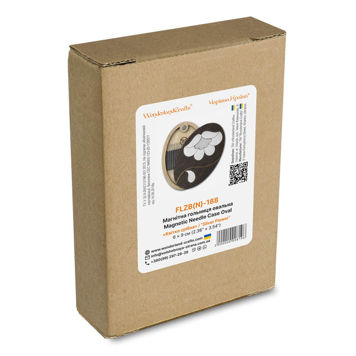 Magnetic Needle Case Oval Silver Flower FLZB(N)-188