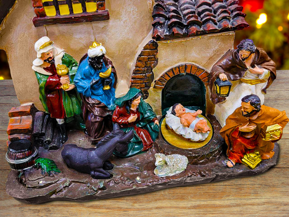 Christmas Village with LED Lights. Holy Family Scene. Nativity Scene F07M4-1-H530