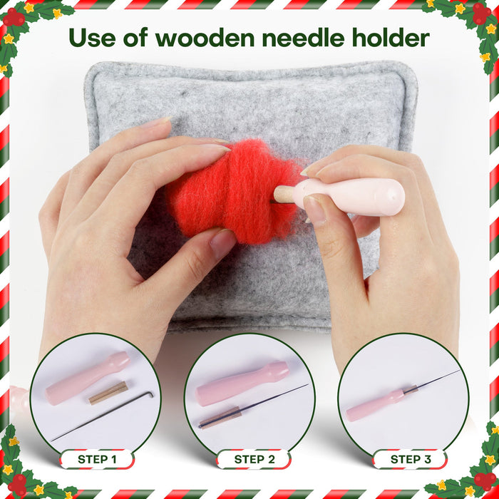 Christmas Shiba Inu and Piggy Needle Felting Kit. Wizardi DIY Wool Craft Kit F07N8-Z-12