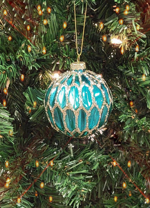 Blue Ice Glass Ball Christmas Ornament F07M7-16(LH76-23047)