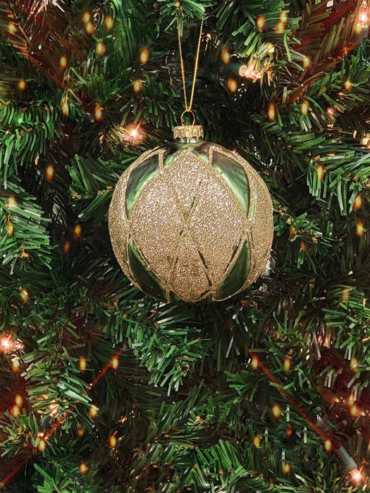 Emerald Twist Glass Ball Christmas Ornament F07M7-23(LH76-23107)