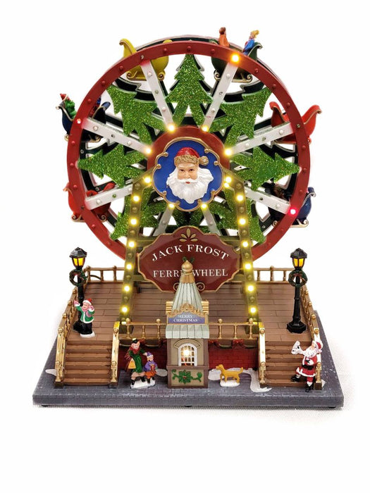 Santa's Carousel Christmas Decoration. Ferry Wheel Christmas Village F07M4-7. Jack Frost Christmas Carousel