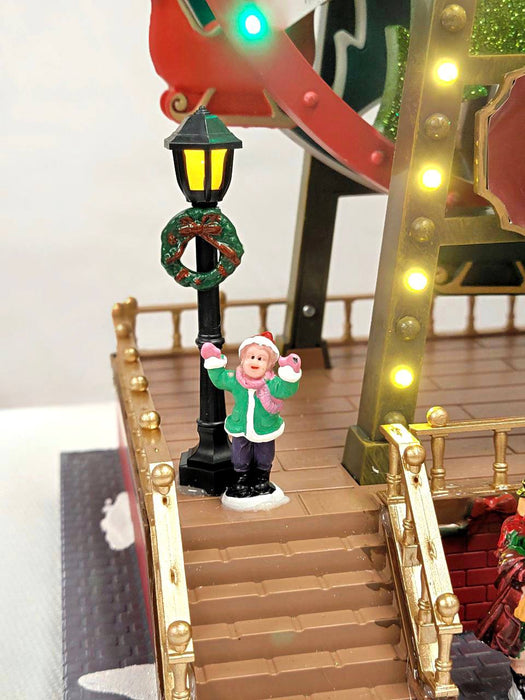 Santa's Carousel Christmas Decoration. Ferry Wheel Christmas Village F07M4-7. Jack Frost Christmas Carousel