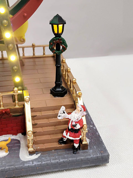 Santa's Carousel Christmas Decoration. Ferry Wheel Christmas Village F07M4-7. Jack Frost Christmas Carousel