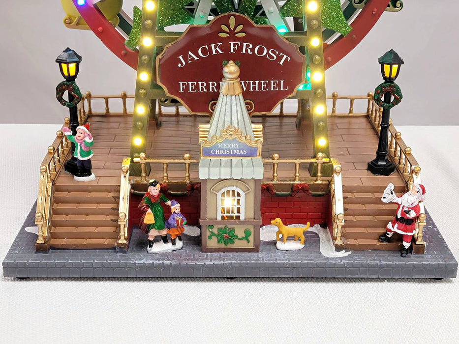 Santa's Carousel Christmas Decoration. Ferry Wheel Christmas Village F07M4-7. Jack Frost Christmas Carousel