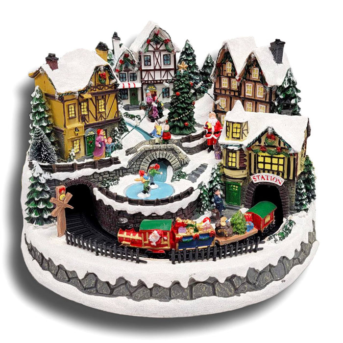 Winter Christmas Village with Train. Christmas Decoration. F07M4-17