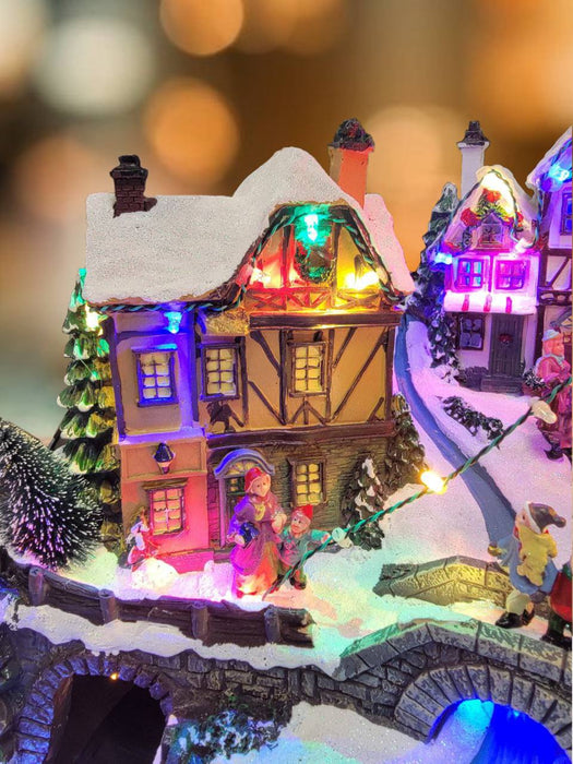 Winter Christmas Village with Train. Christmas Decoration. F07M4-17