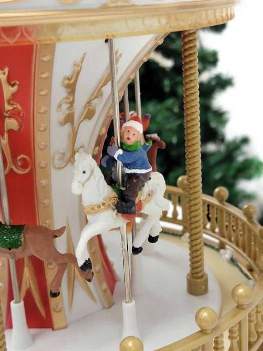 Christmas Carousel Decoration. Animated Christmas Village F07M4-10