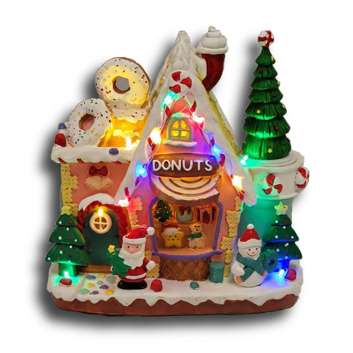 Gingerbread Donuts House Christmas Decoration. Christmas Village F07M4-21