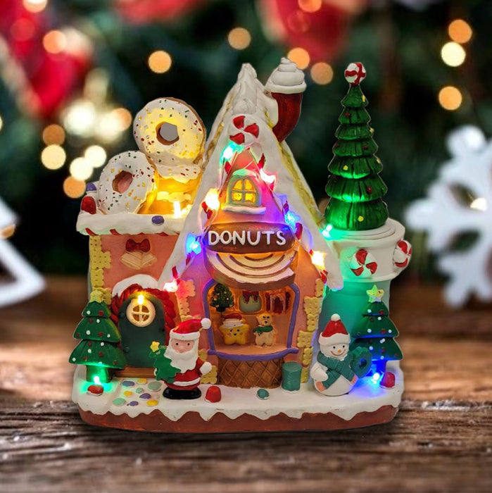 Gingerbread Donuts House Christmas Decoration. Christmas Village F07M4-21