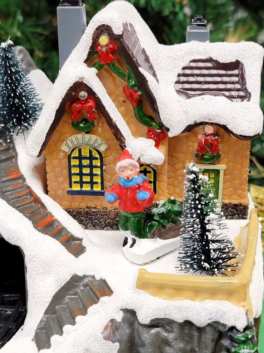 Snow Mountain with Hut and Animated Train. Christmas Village F07M4-24-L1128B