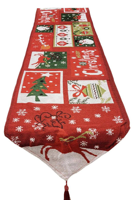 Holiday Patchwork Christmas Table Runner F07M5-8D