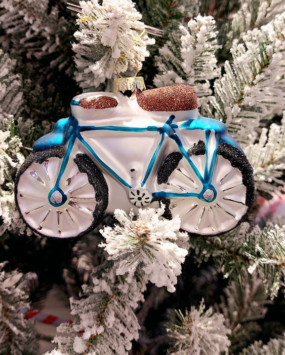 Christmas Glass Ornament - Blue Bicycle by Wizardi F07M3-49 HB-SY25007