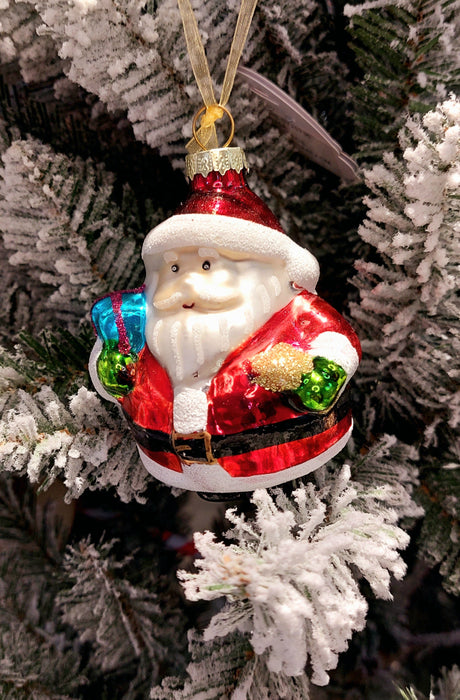 Christmas Glass Ornament - Santa with Gifts by Wizardi F07M3-39 HB-SY25736