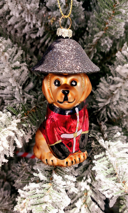 Christmas Glass Ornament - Dog in Guard Outfit by Wizardi F07M3-40 HB-SY25230
