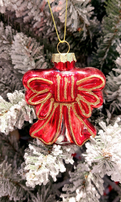 Christmas Glass Ornament - Red Ribbon by Wizardi F07M3-38 HB-SY25112