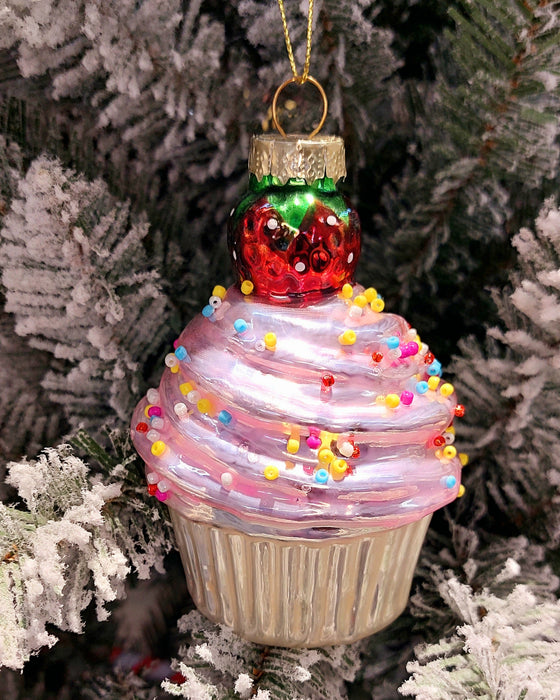 Christmas Glass Ornament - Sprinkled Cupcake by Wizardi F07M3-33 HB-SY25354