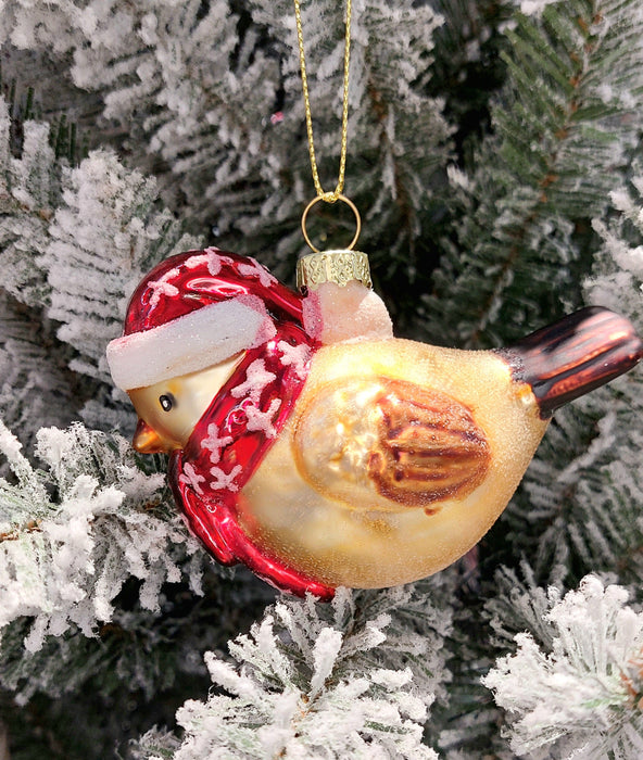 Christmas Glass Ornament - Gold Bird by Wizardi F07M3-20 HB-SY25310