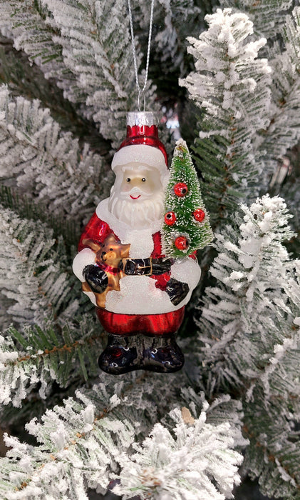 Christmas Glass Ornament - Santa with Christmas Tree by Wizardi F07M3-8 HB-SY25270