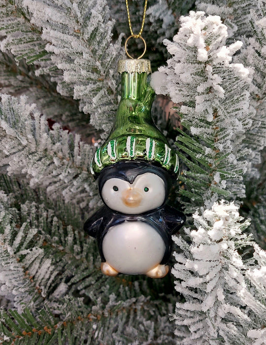 Christmas Glass Ornament - Penguin with Hat by Wizardi F07M3-32 HB-SY25361
