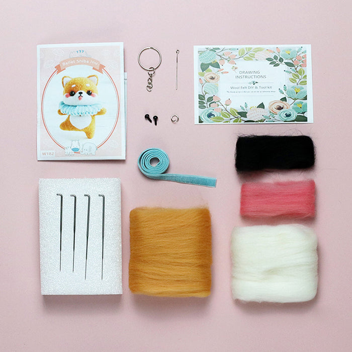 Puppy Needle Felting Kit. Wizardi DIY Wool Craft Kit F07N8-W182