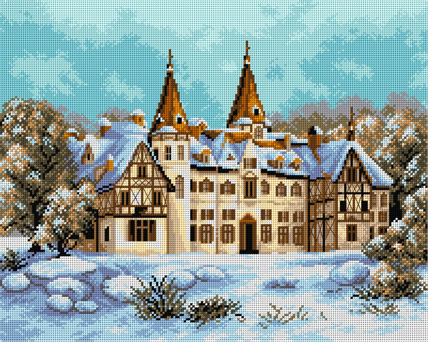 Gobelin canvas for halfstitch without yarn Winter Landscape with the Castle 2299M