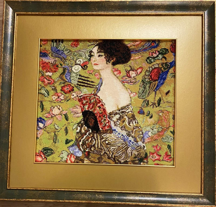 Lady with a Fan after G. Klimt`s Painting  R1226 Counted Cross Stitch Kit