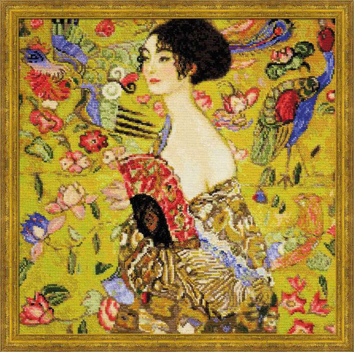 Lady with a Fan after G. Klimt`s Painting  R1226 Counted Cross Stitch Kit