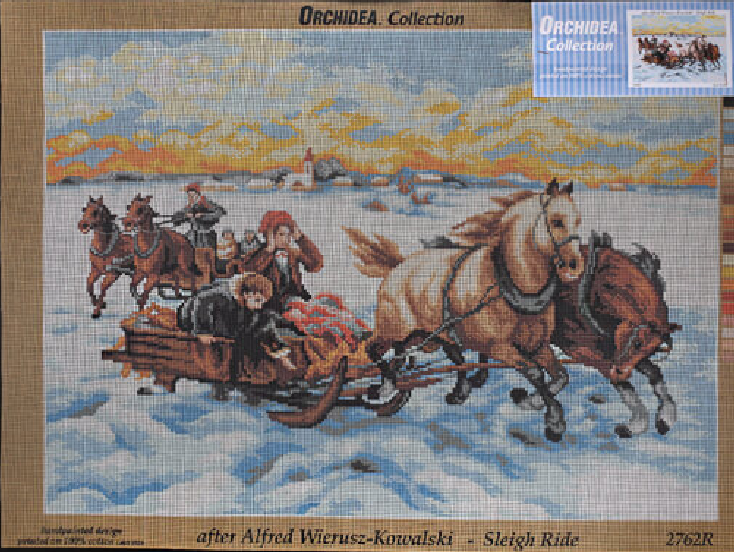 Gobelin canvas for halfstitch without yarn after Alfred Wierusz-Kowalski - Sleigh Ride 2762R