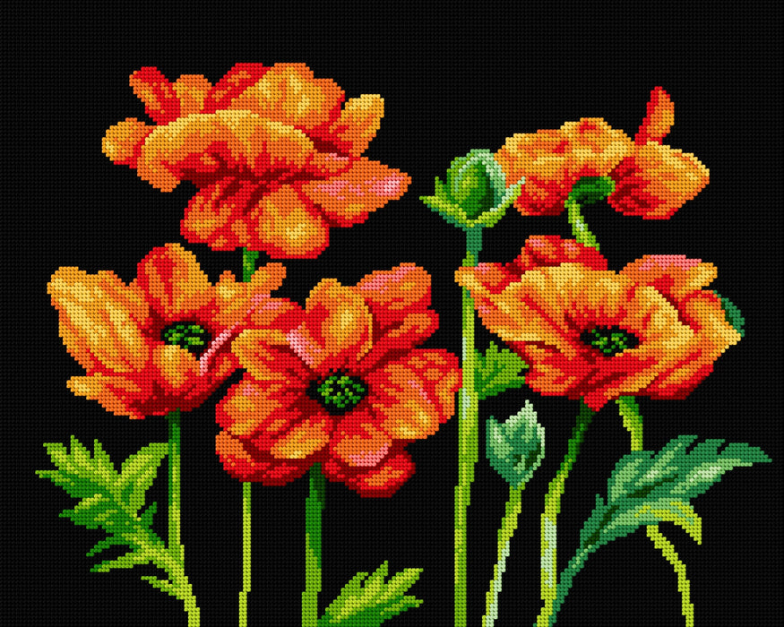 Gobelin canvas for halfstitch without yarn Red Poppies 2952M