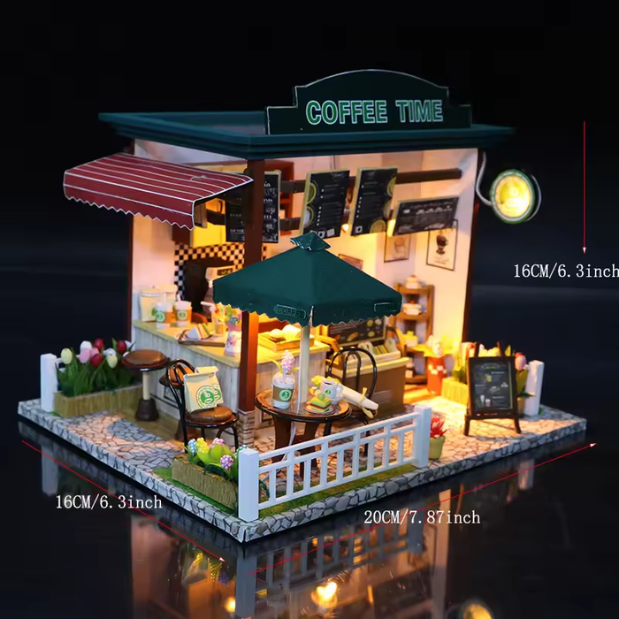 Miniature Wizardi Roombox Kit - Coffee Time Dollhouse Kit