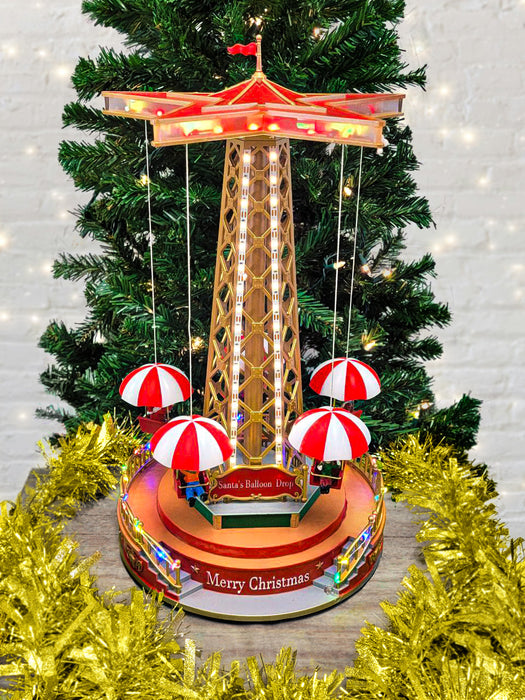 Christmas Parachute Tower. Animated Christmas Village F07M4-8-W201 Christmas Carousel