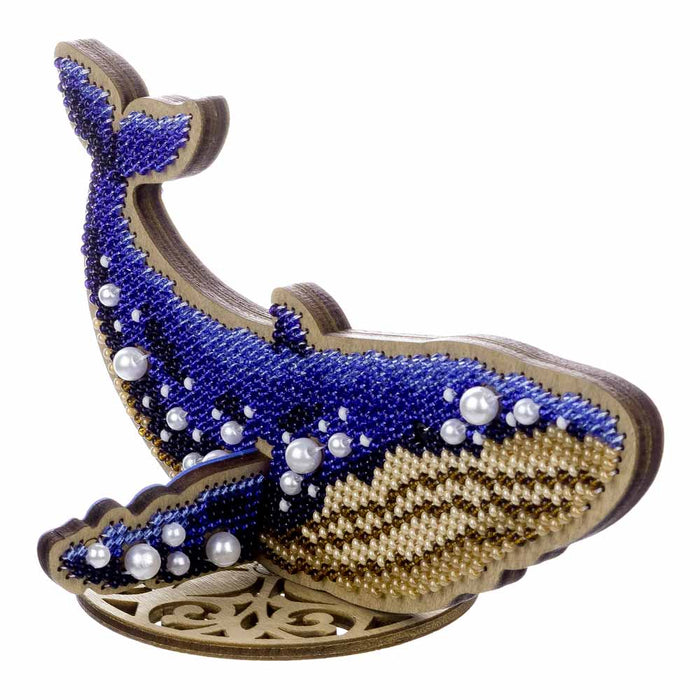Wooden Bead Embroidery Kit Blue Whale FLK-582