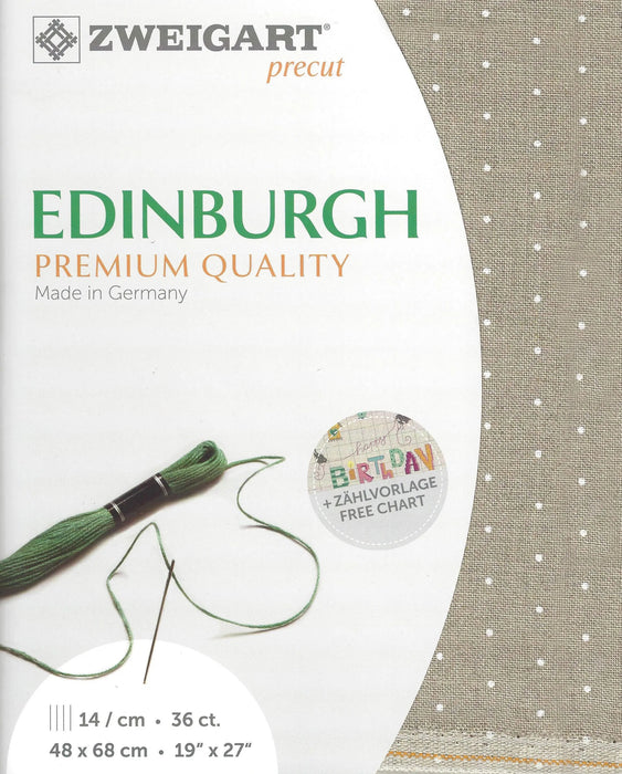 Precut Edinburgh Mini Dots 36 count Linen with White Mini Dots 3217/1399