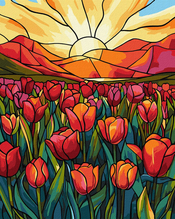 Painting by Numbers kit A field of tulips KHO3282