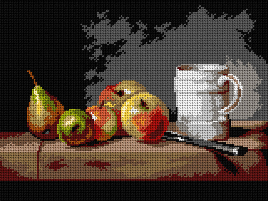 Gobelin canvas for halfstitch without yarn Still Life with a Cup, Apples and Pears 3614J